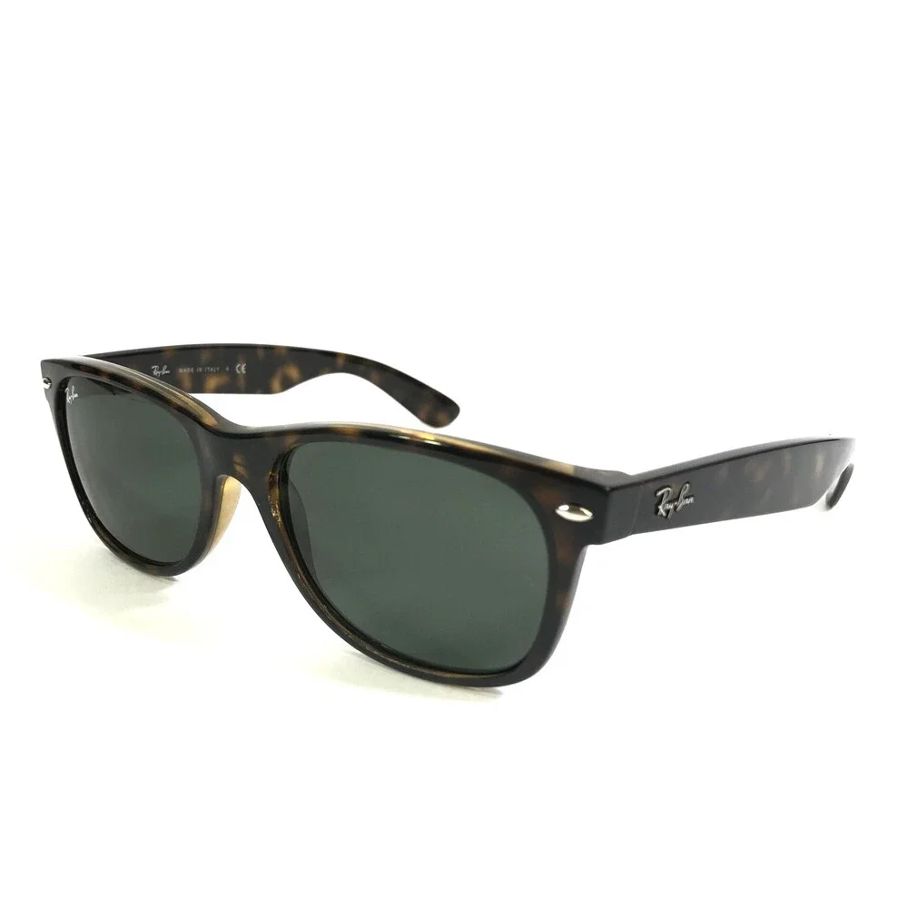 Ray-Ban Sunglasses RB2132 New Wayfarer 902 Tortoise With Green Lenses 55 Mm